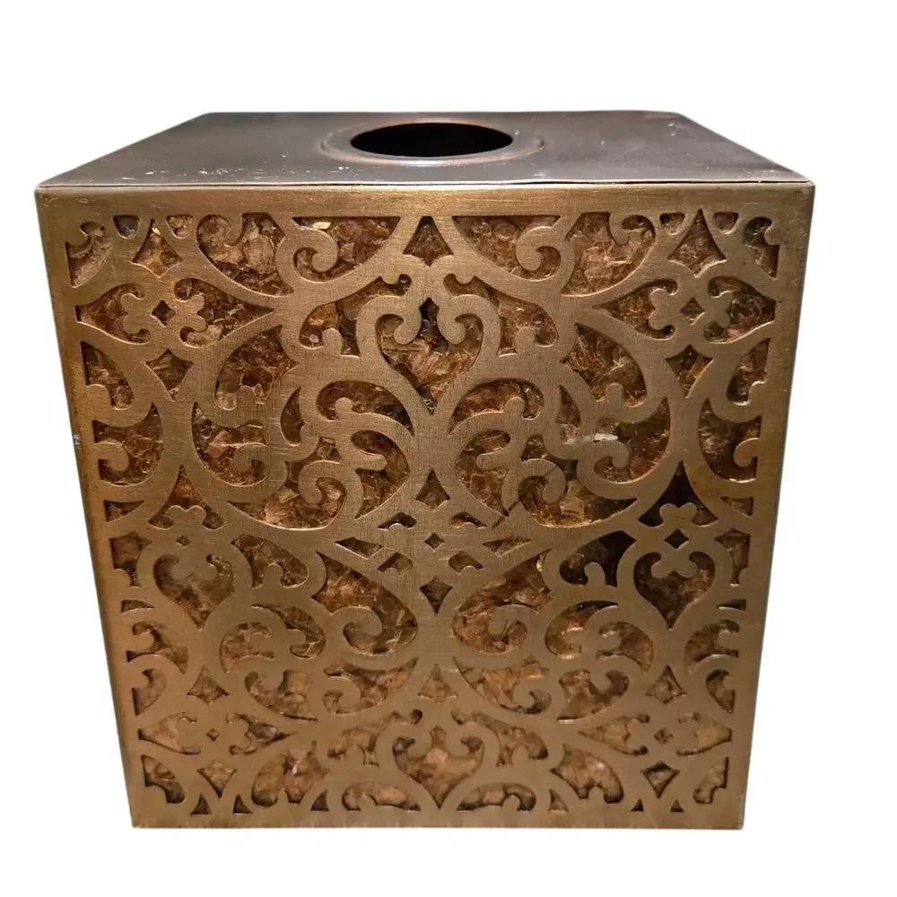 Bed Bath & Beyond Caprice Tissue Cover Rose Gold Filigree Flower Design Metal